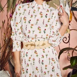 Buru smocked waist Floral White Skirt